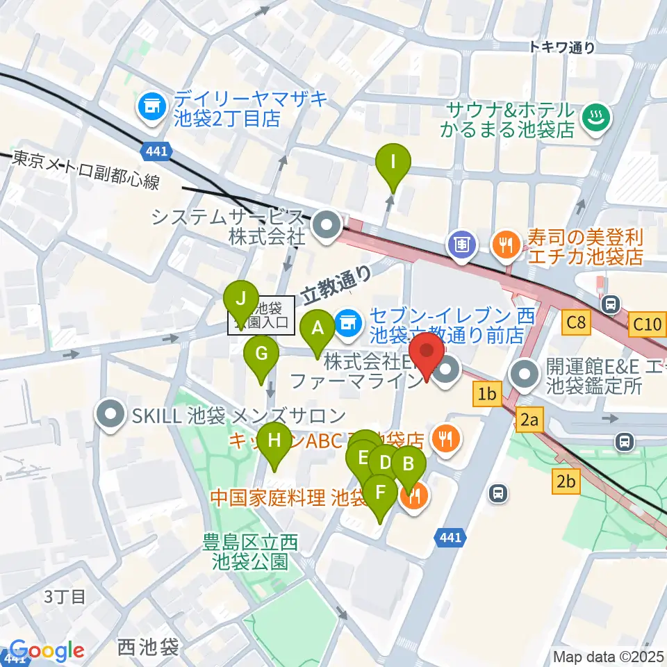 島村楽器ミュージックサロン池袋周辺の駐車場・コインパーキング一覧地図