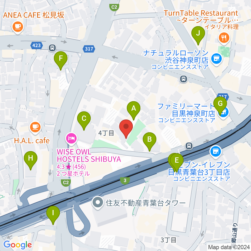 スタジオサンシャイン周辺の駐車場・コインパーキング一覧地図