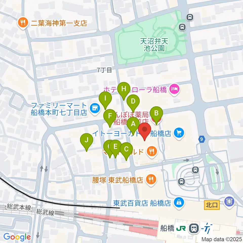 伊藤楽器 ヤマハ船橋センター周辺の駐車場・コインパーキング一覧地図