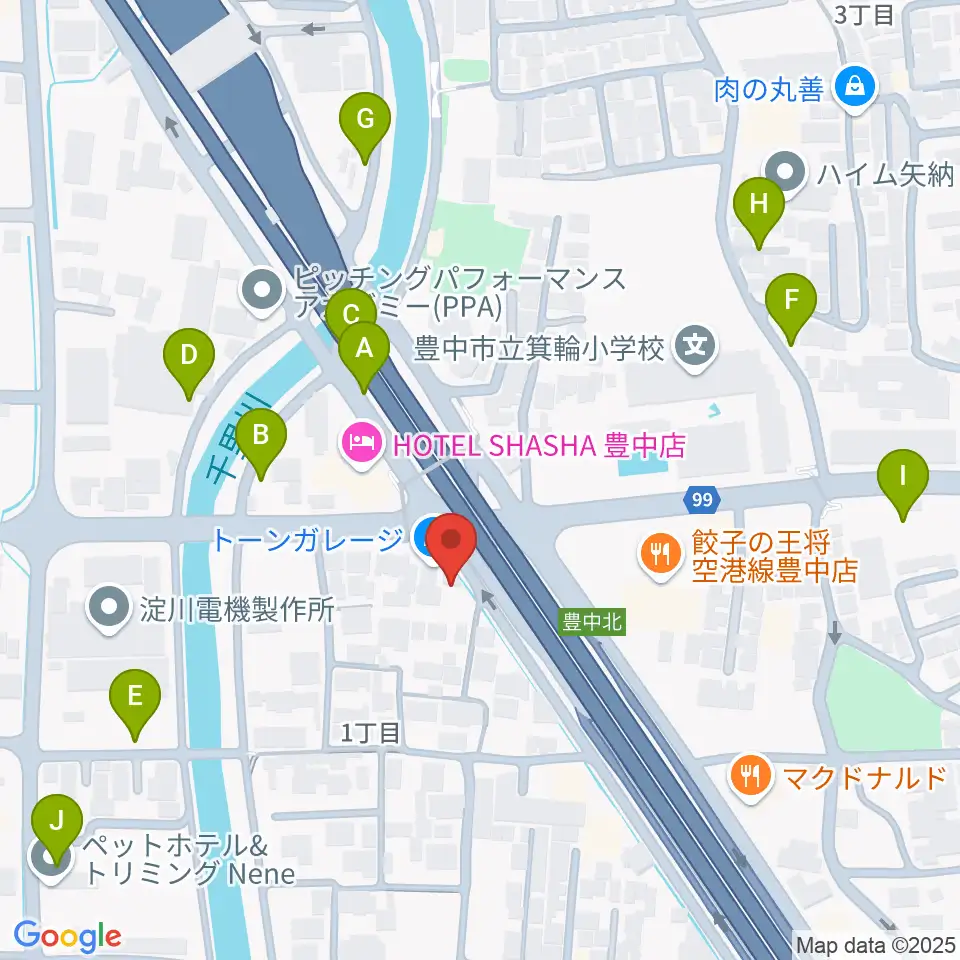 ギター工房トーンガレージ周辺の駐車場・コインパーキング一覧地図