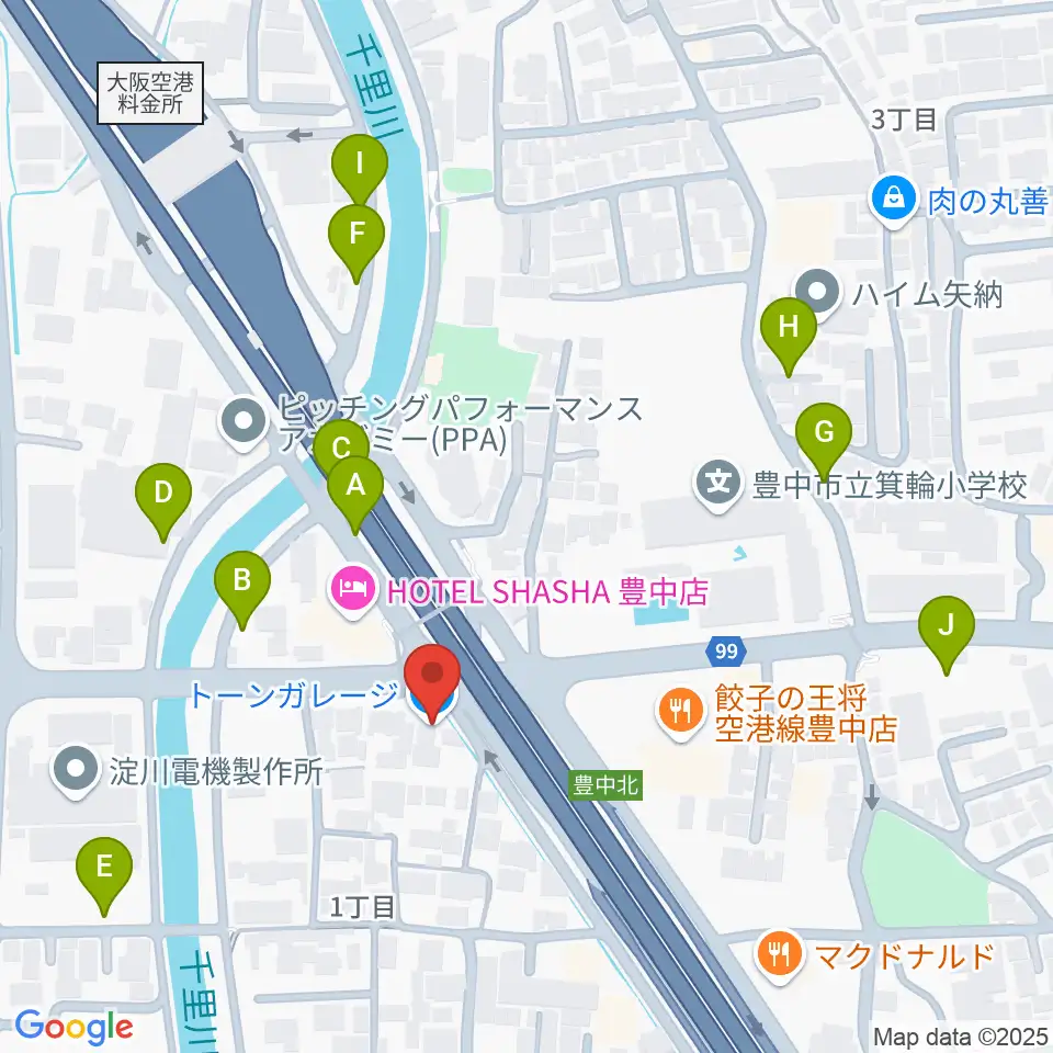 ギター工房トーンガレージ周辺の駐車場・コインパーキング一覧地図