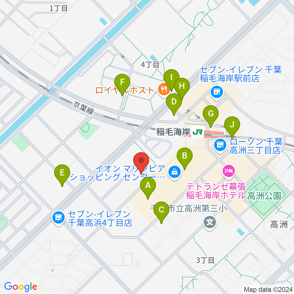 島村楽器 ミュージックサロン稲毛海岸周辺の駐車場・コインパーキング一覧地図