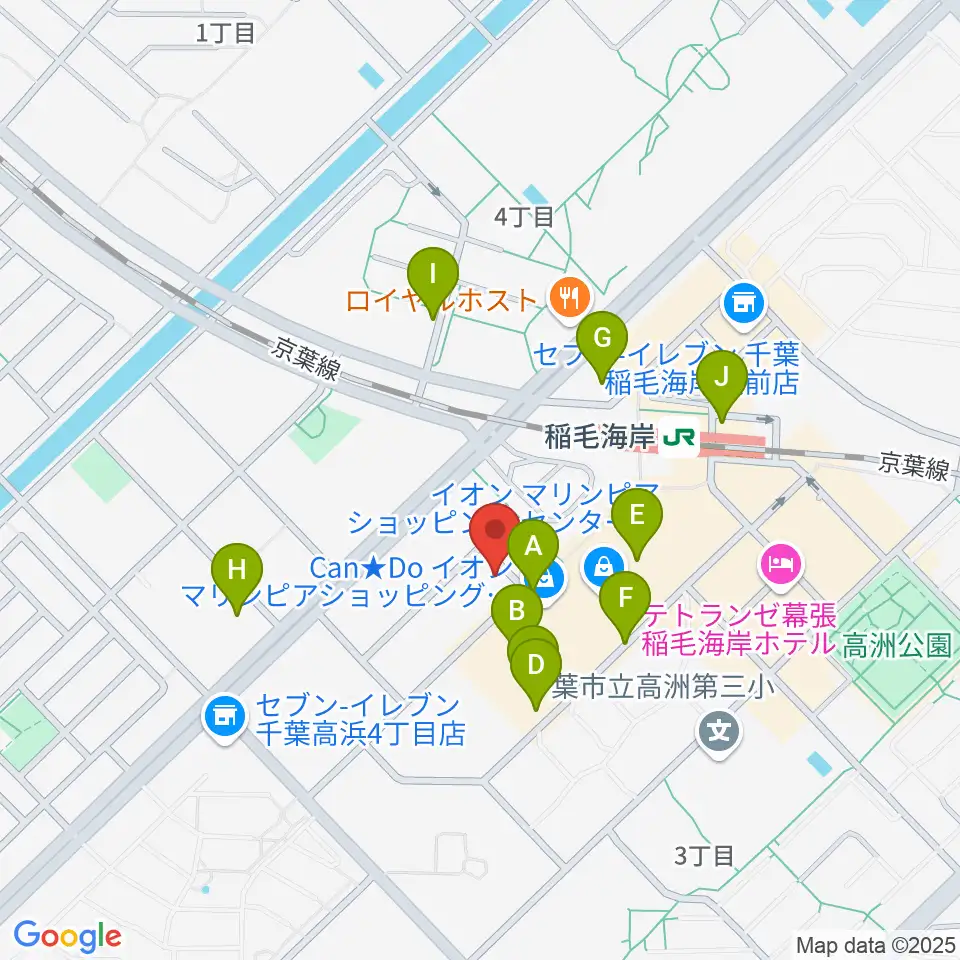 島村楽器 ミュージックサロン稲毛海岸周辺の駐車場・コインパーキング一覧地図