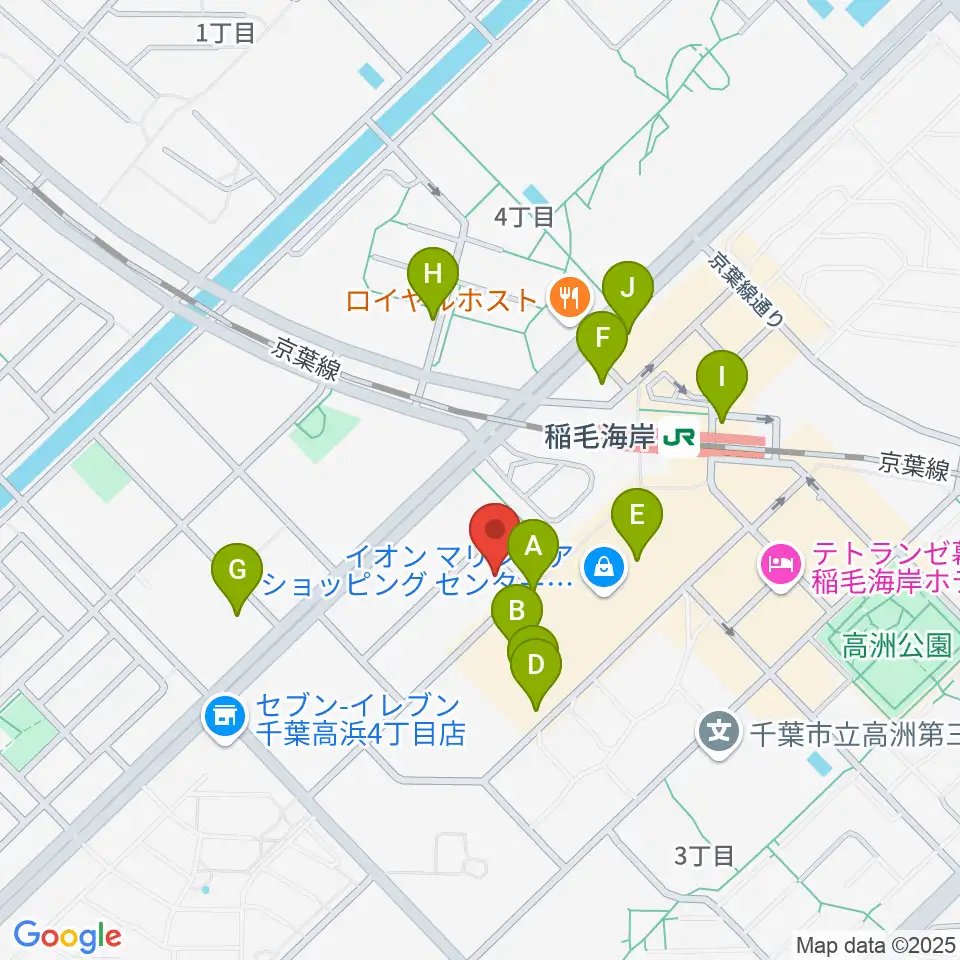 島村楽器 ミュージックサロン稲毛海岸周辺の駐車場・コインパーキング一覧地図