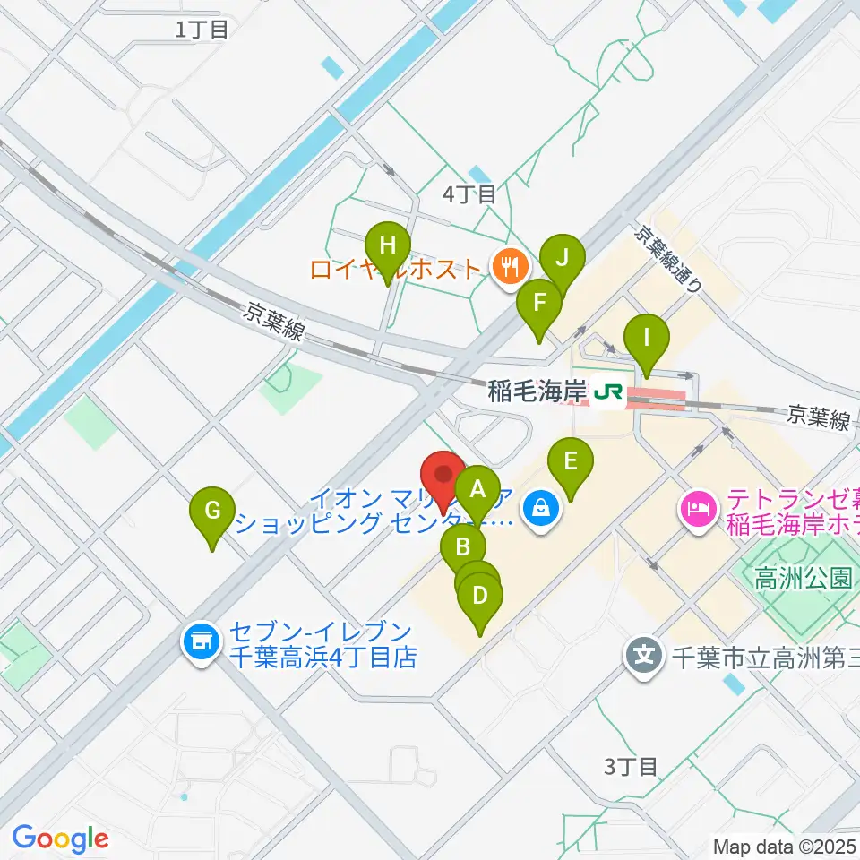 島村楽器 ミュージックサロン稲毛海岸周辺の駐車場・コインパーキング一覧地図