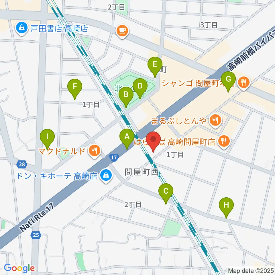輸入ピアノセンター高崎周辺の駐車場・コインパーキング一覧地図