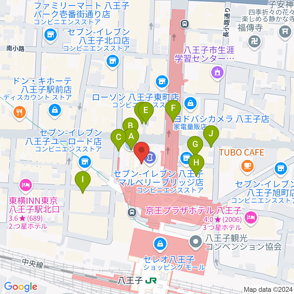 島村楽器 八王子オクトーレ店周辺の駐車場・コインパーキング一覧地図