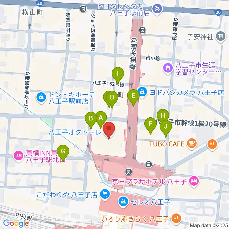 島村楽器 八王子オクトーレ店周辺の駐車場・コインパーキング一覧地図