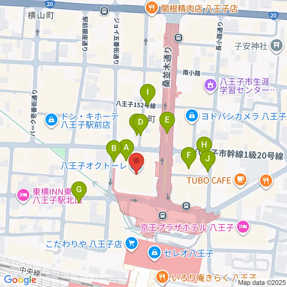 島村楽器 八王子オクトーレ店周辺の駐車場・コインパーキング一覧地図
