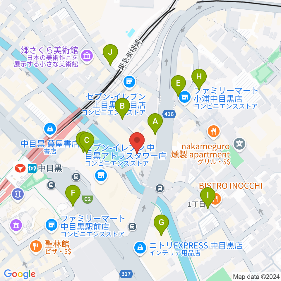 スズキ・メソード中目黒教室周辺の駐車場・コインパーキング一覧地図