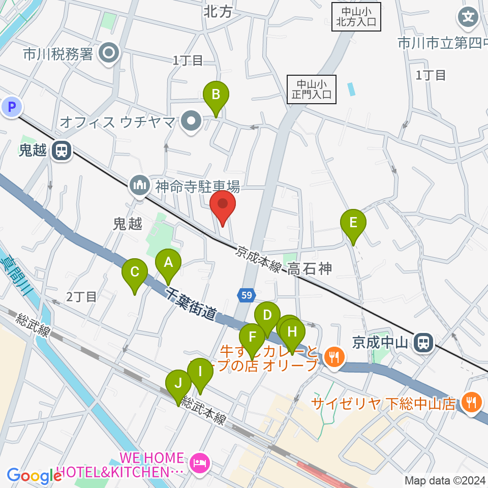 ベル音楽教室周辺の駐車場・コインパーキング一覧地図