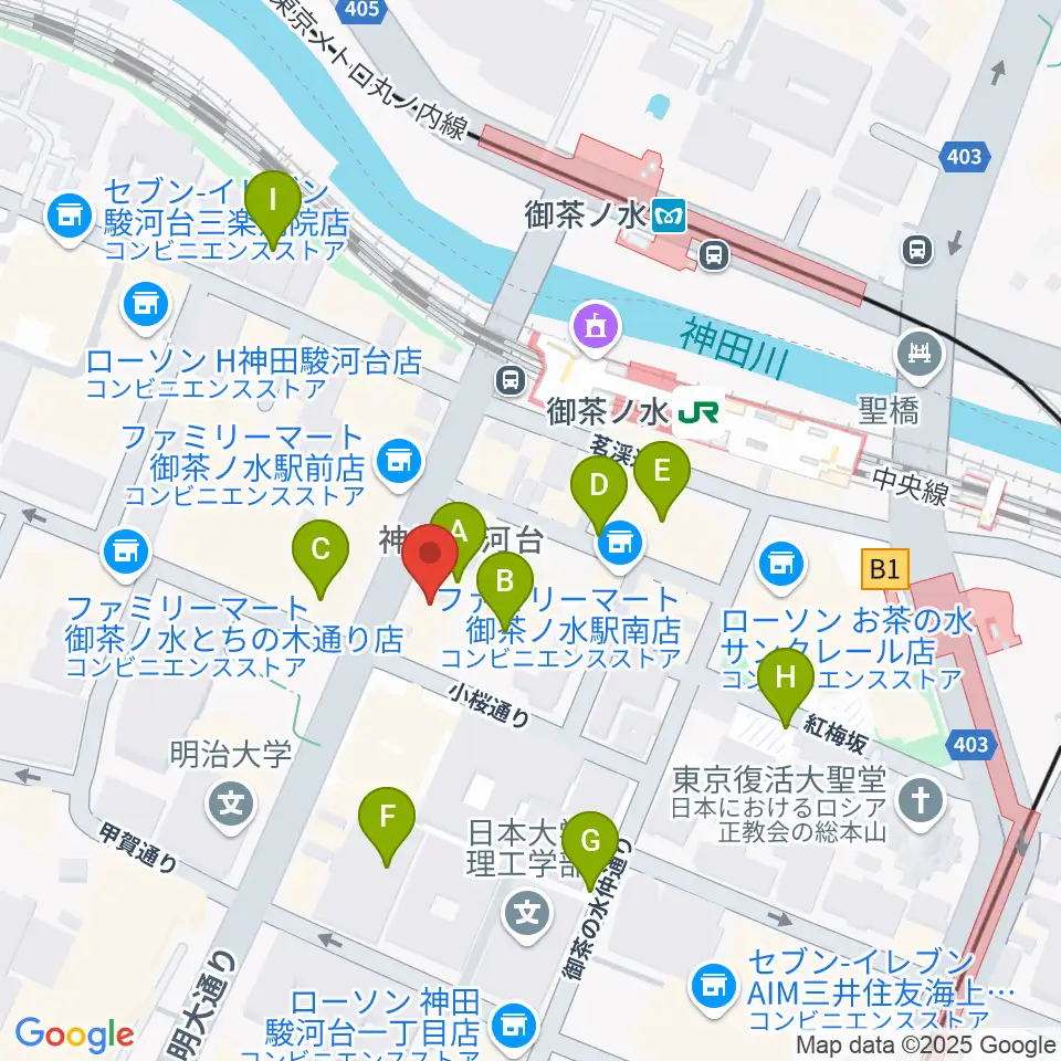 クロサワバイオリンお茶の水店周辺の駐車場・コインパーキング一覧地図