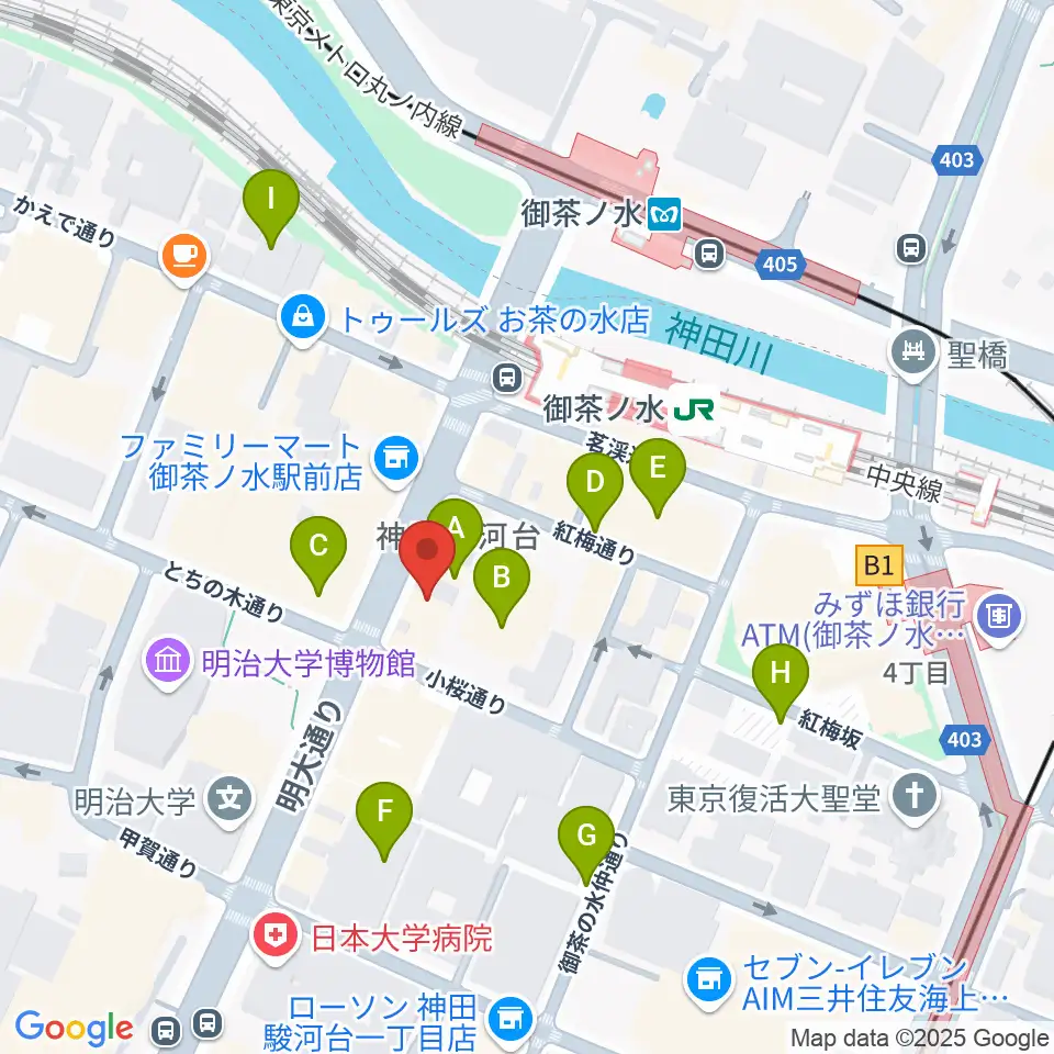 クロサワバイオリンお茶の水店周辺の駐車場・コインパーキング一覧地図