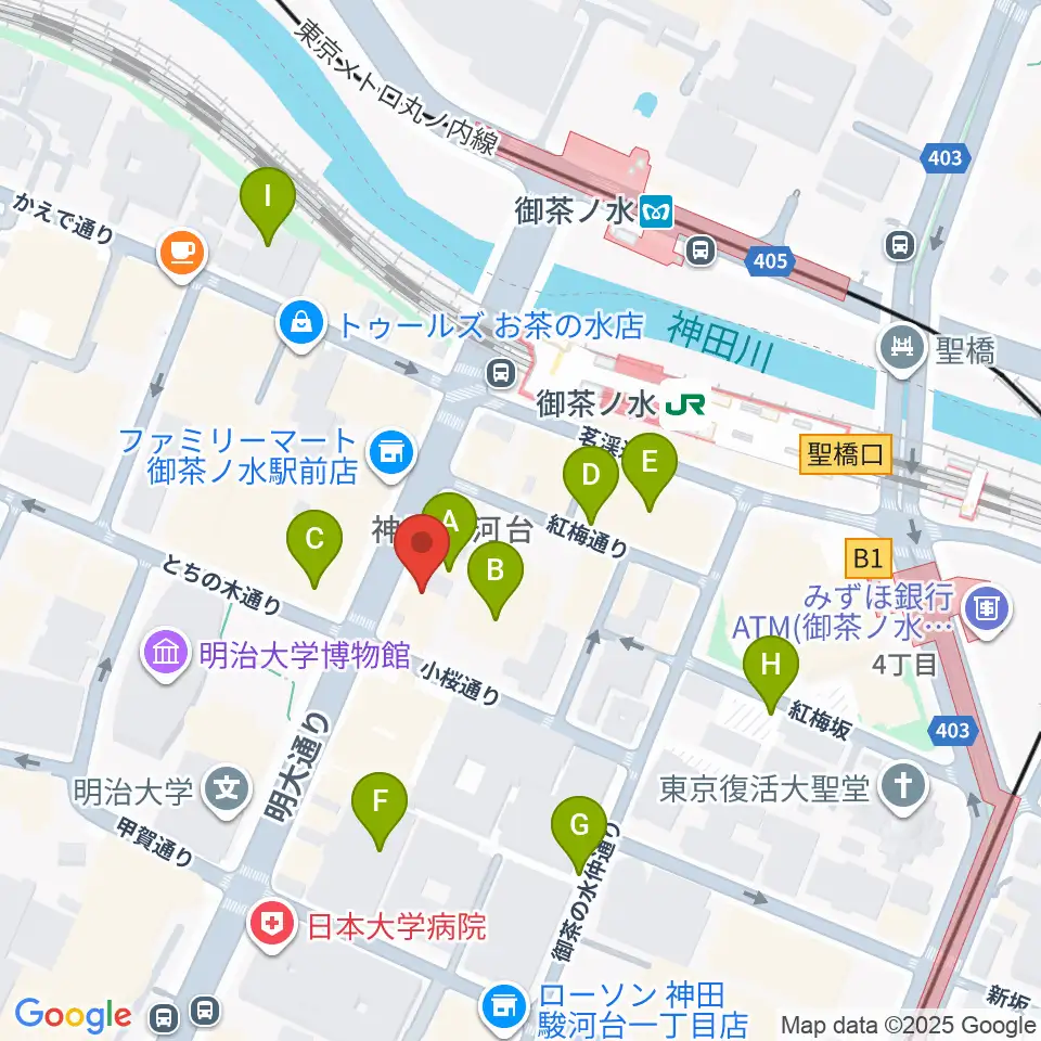 クロサワバイオリンお茶の水店周辺の駐車場・コインパーキング一覧地図