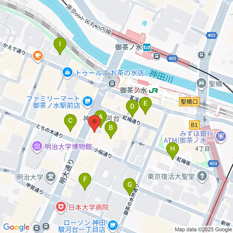 クロサワバイオリンお茶の水店周辺の駐車場・コインパーキング一覧地図