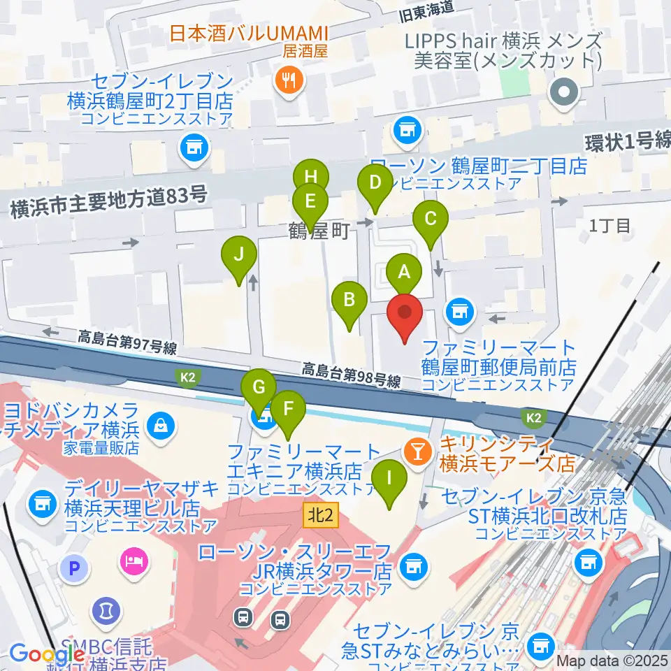 クロサワバイオリン横浜店周辺の駐車場・コインパーキング一覧地図