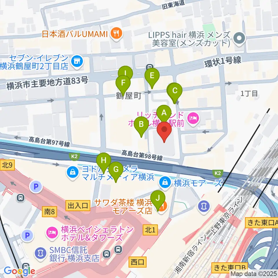 クロサワバイオリン横浜店周辺の駐車場・コインパーキング一覧地図