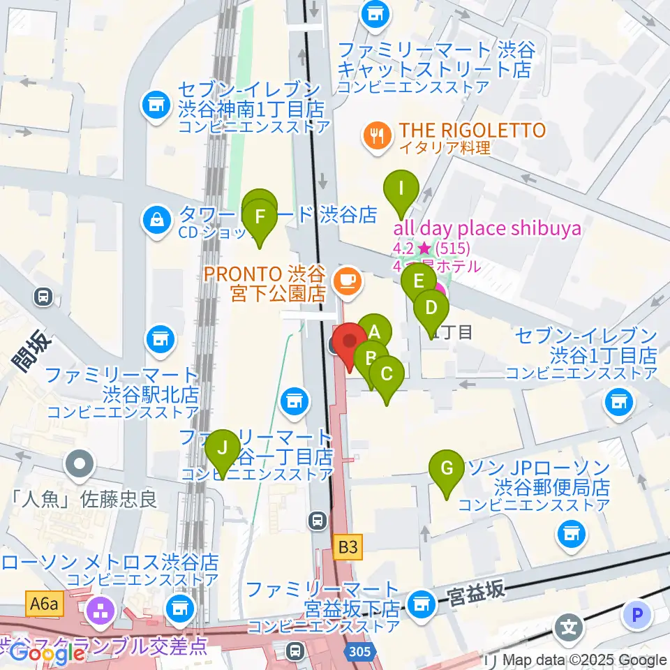 クロサワバイオリン渋谷本店周辺の駐車場・コインパーキング一覧地図