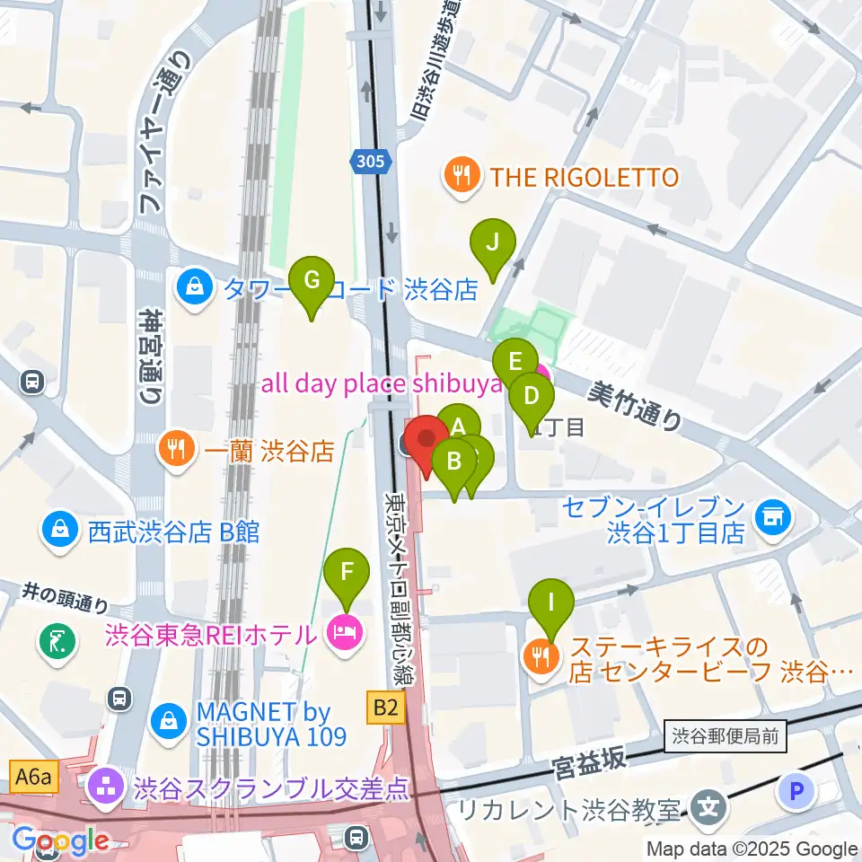 クロサワバイオリン渋谷本店周辺の駐車場・コインパーキング一覧地図