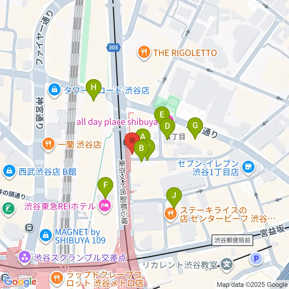 クロサワバイオリン渋谷本店周辺の駐車場・コインパーキング一覧地図