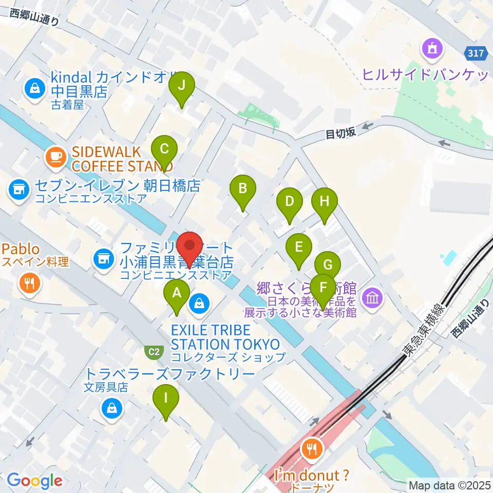 中目黒弦楽器周辺の駐車場・コインパーキング一覧地図