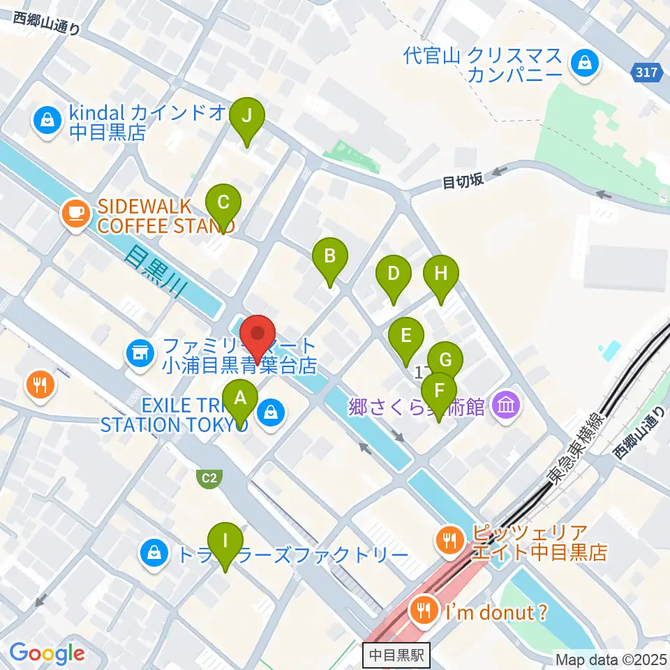 中目黒弦楽器周辺の駐車場・コインパーキング一覧地図