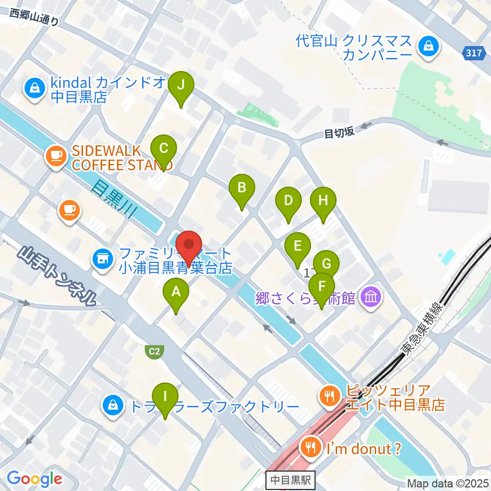 中目黒弦楽器周辺の駐車場・コインパーキング一覧地図