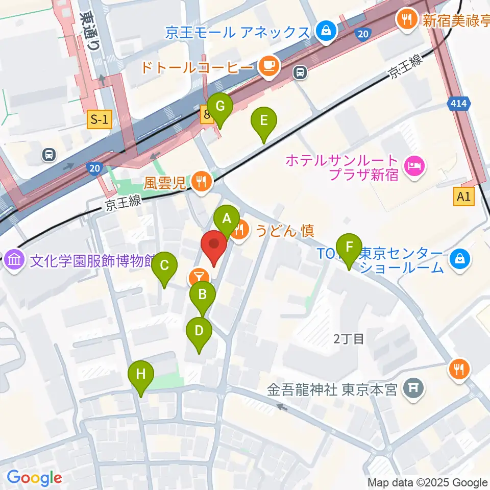 スタジオミュージアム新宿店周辺の駐車場・コインパーキング一覧地図
