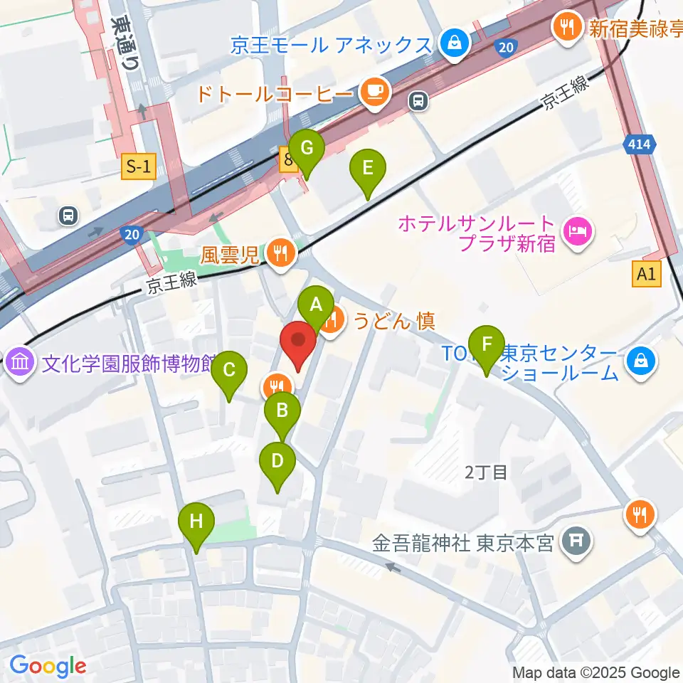 スタジオミュージアム新宿店周辺の駐車場・コインパーキング一覧地図