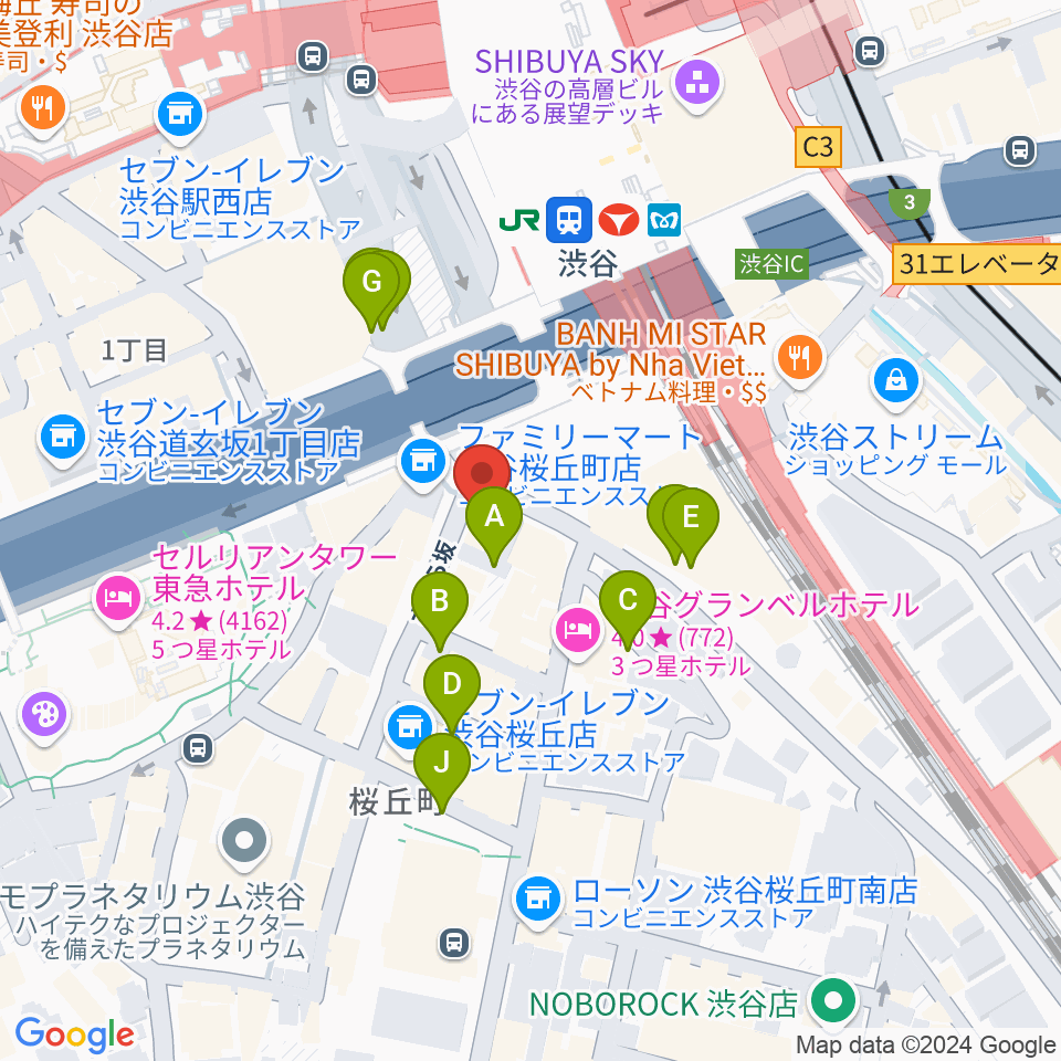 渋谷ギターズステーション周辺の駐車場・コインパーキング一覧地図