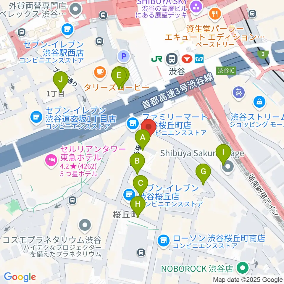 渋谷ギターズステーション周辺の駐車場・コインパーキング一覧地図