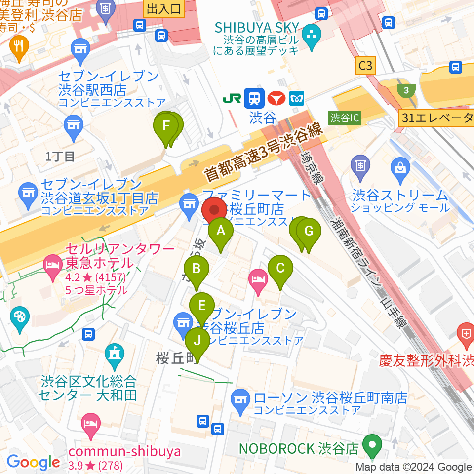 イケベ楽器店ベースコレクション周辺の駐車場・コインパーキング一覧地図