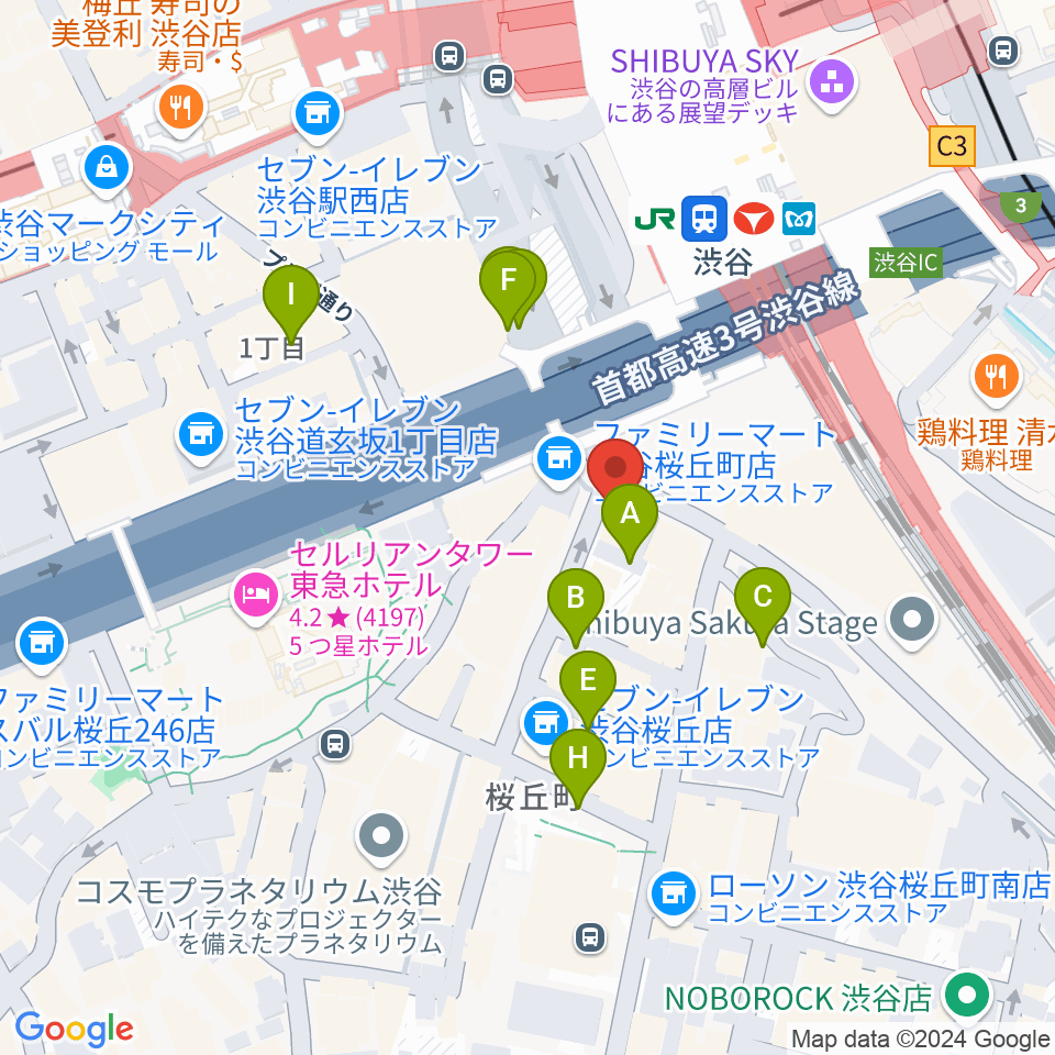 イケベ楽器店ベースコレクション周辺の駐車場・コインパーキング一覧地図