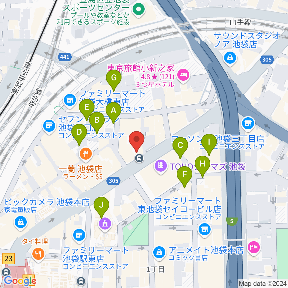 ロックハウスイケベ池袋周辺の駐車場・コインパーキング一覧地図