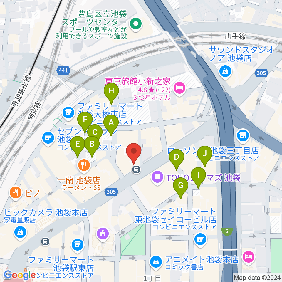 ロックハウスイケベ池袋周辺の駐車場・コインパーキング一覧地図