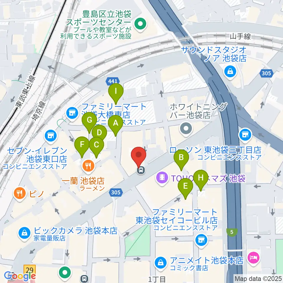 ロックハウスイケベ池袋周辺の駐車場・コインパーキング一覧地図