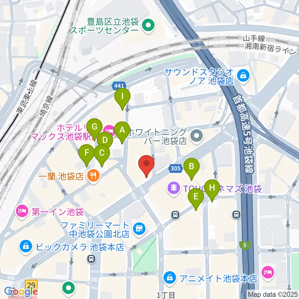 ロックハウスイケベ池袋周辺の駐車場・コインパーキング一覧地図