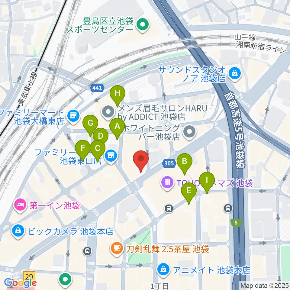 ロックハウスイケベ池袋周辺の駐車場・コインパーキング一覧地図