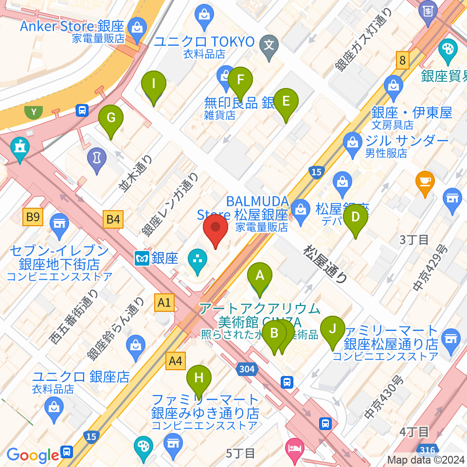 山野楽器 銀座本店周辺の駐車場・コインパーキング一覧地図