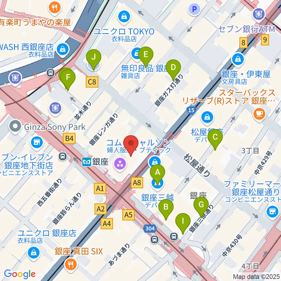 山野楽器 銀座本店周辺の駐車場・コインパーキング一覧地図