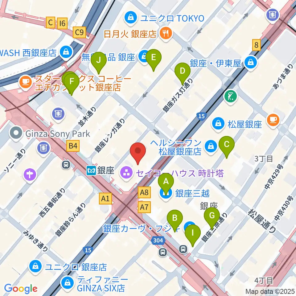山野楽器 銀座本店周辺の駐車場・コインパーキング一覧地図