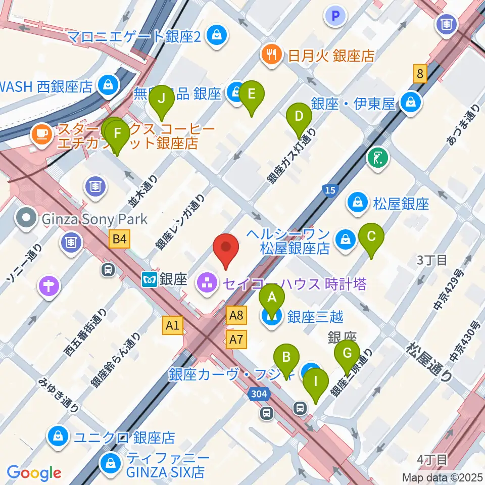 山野楽器 銀座本店周辺の駐車場・コインパーキング一覧地図