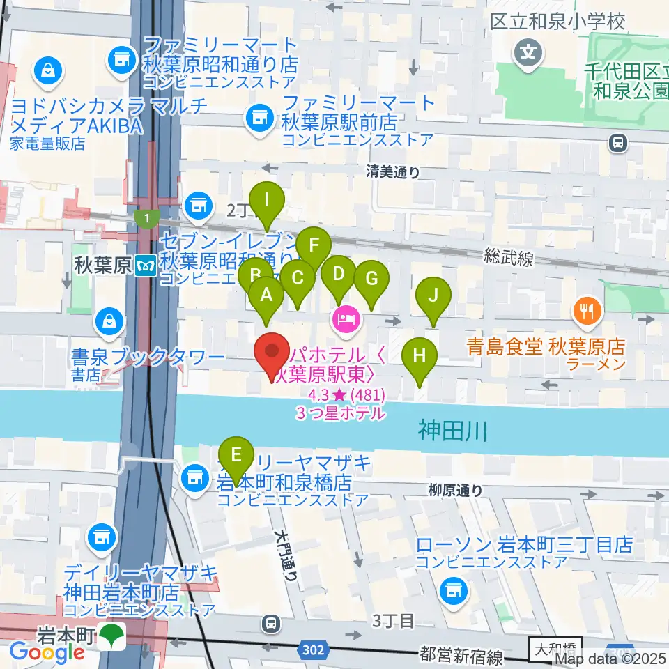 イケベ楽器店リボレ秋葉原周辺の駐車場・コインパーキング一覧地図