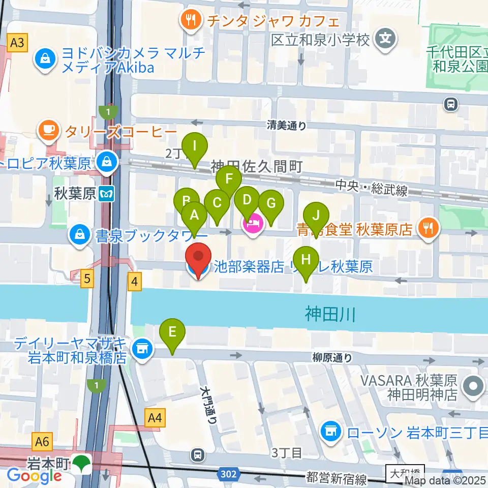 イケベ楽器店リボレ秋葉原周辺の駐車場・コインパーキング一覧地図