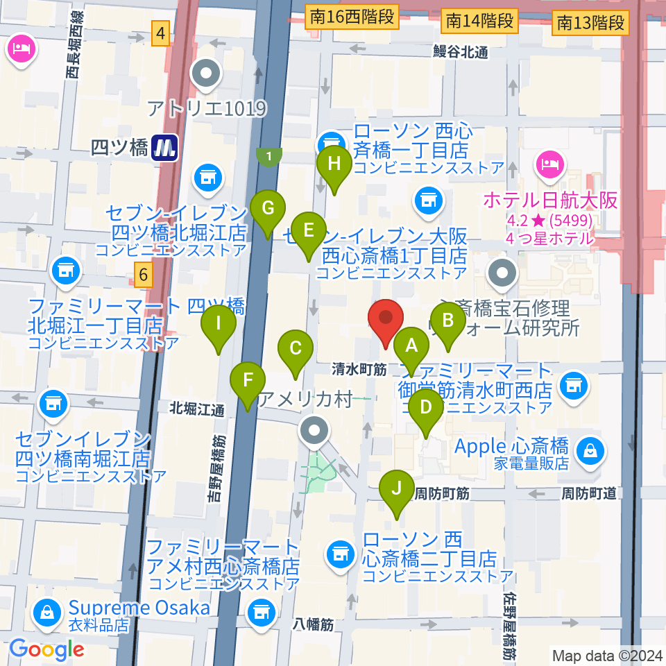 イケベ楽器店プレミアムギターズ周辺の駐車場・コインパーキング一覧地図