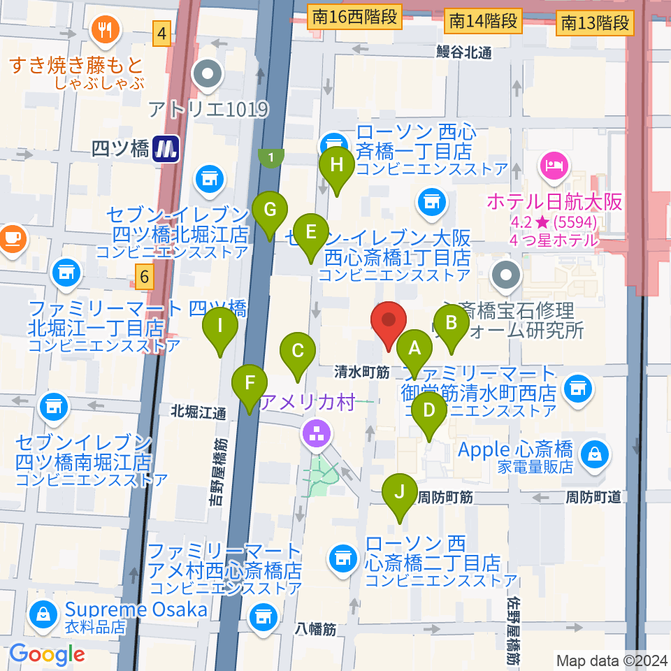 イケベ楽器店プレミアムギターズ周辺の駐車場・コインパーキング一覧地図