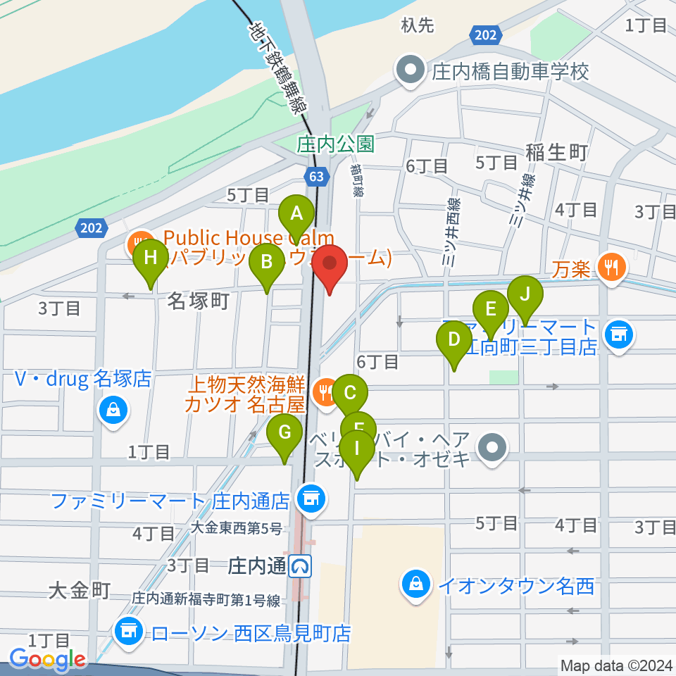 和楽器山本周辺の駐車場・コインパーキング一覧地図