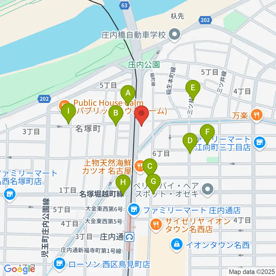 和楽器山本周辺の駐車場・コインパーキング一覧地図