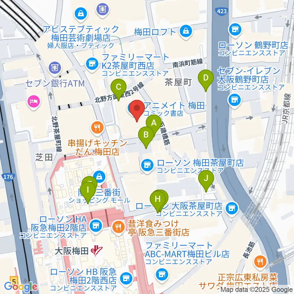 イシバシ楽器 梅田店周辺の駐車場・コインパーキング一覧地図