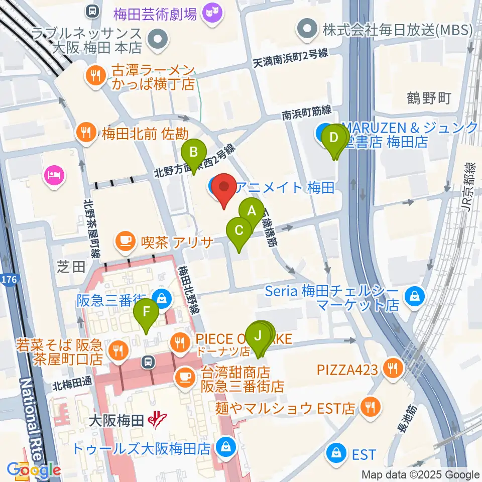 イシバシ楽器 梅田店周辺の駐車場・コインパーキング一覧地図